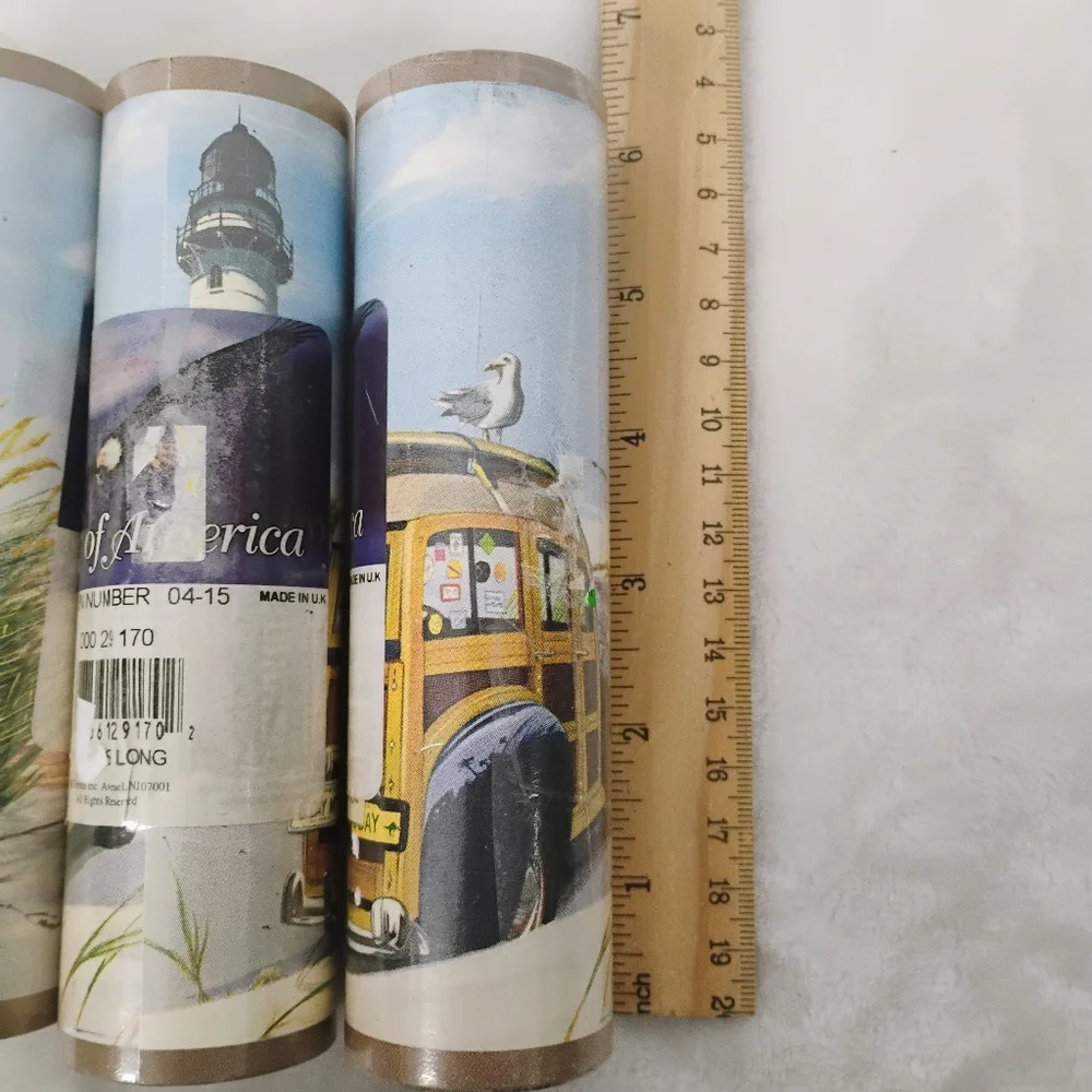 4 Surfboard Lighthouse Beach Woody Wallpaper Border Roll Vtg Wall Trends 04-15 M